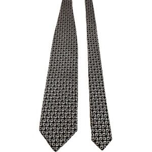 Giorgio Armani Necktie Silk Jacquard Tie Black Geometric Made in Italy NWT